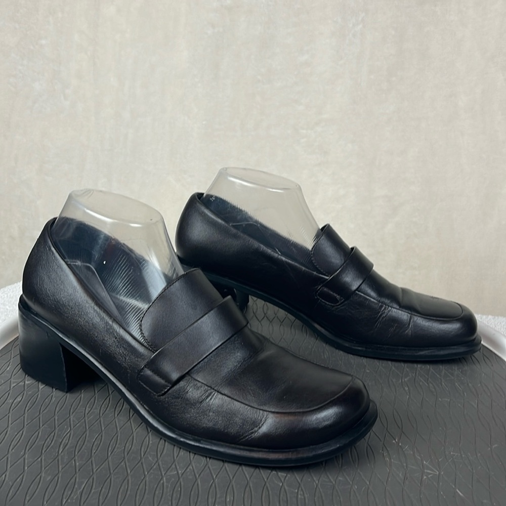 Danelle Black Leather Loafer Womens 10M Y2K